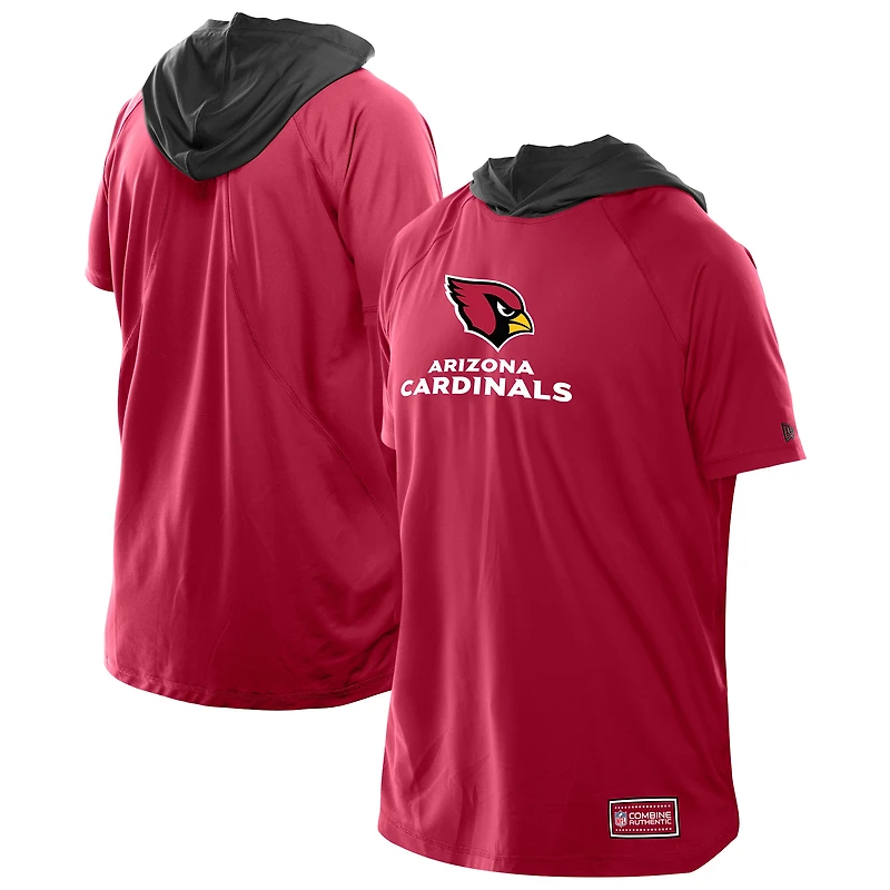 Men's New Era  Cardinal Arizona Cardinals Combine Authentic Hooded Raglan Short-Sleeve T-Shirt