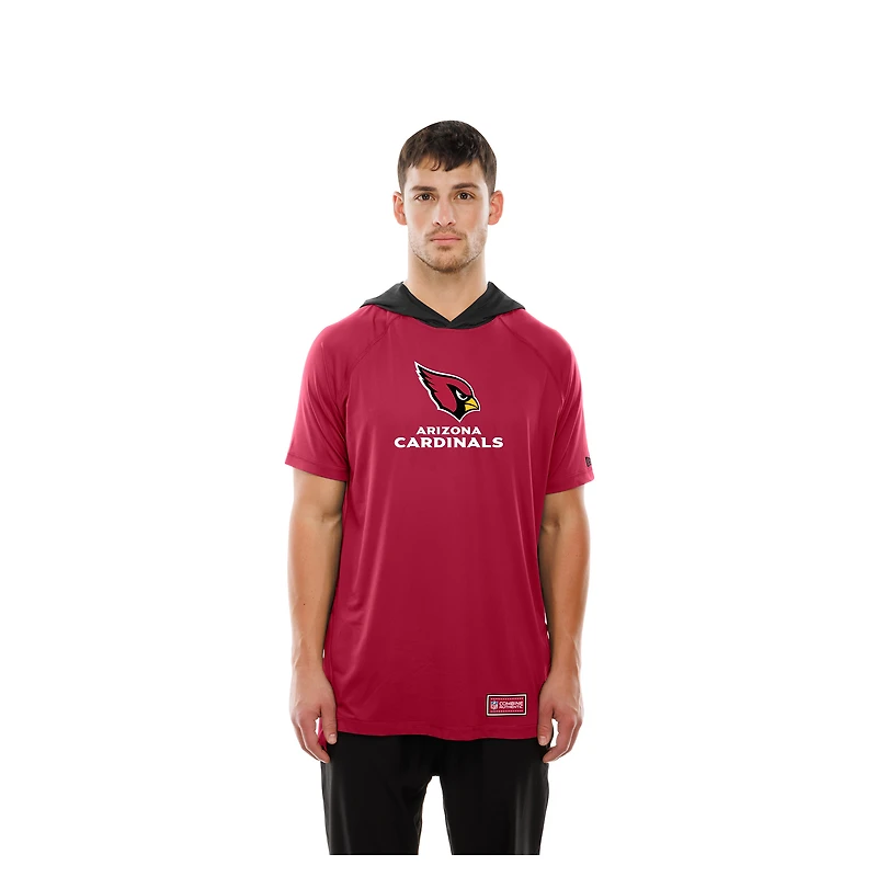 Men's New Era  Cardinal Arizona Cardinals Combine Authentic Hooded Raglan Short-Sleeve T-Shirt
