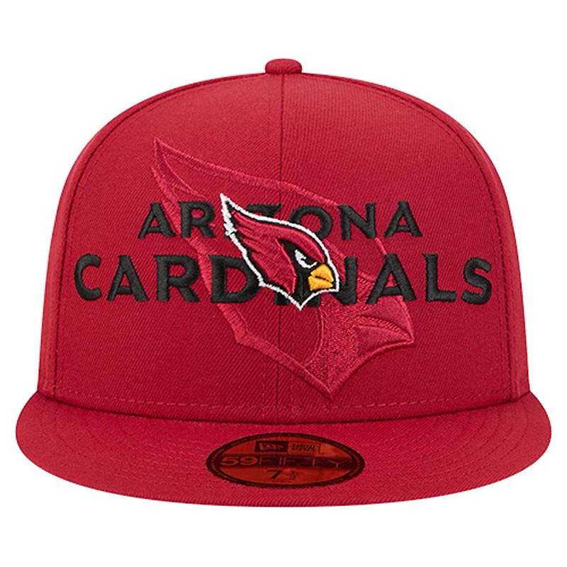 Casquette ajustée New Era Cardinal Arizona Cardinals Overlap Wordmark 59FIFTY pour homme
