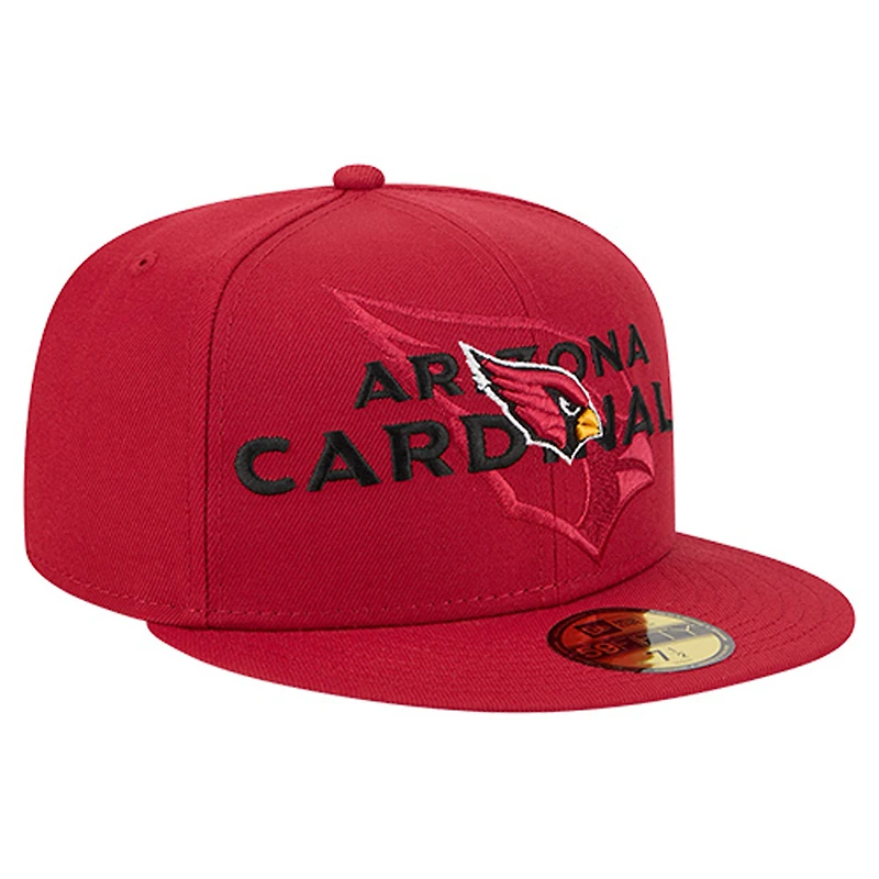Casquette ajustée New Era Cardinal Arizona Cardinals Overlap Wordmark 59FIFTY pour homme