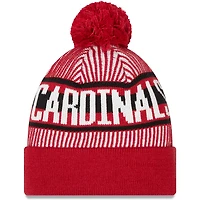 Men's New Era Cardinal Arizona Cardinals Striped Cuffed Knit Hat with Pom