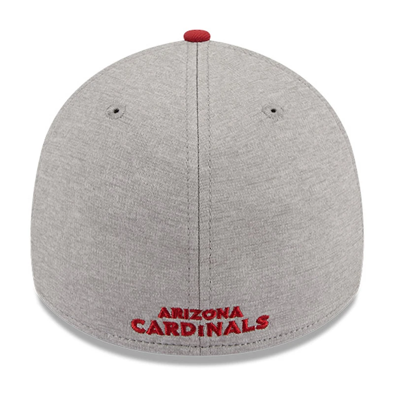 Casquette flexible 39THIRTY rayée gris chiné/Cardinal Arizona Cardinals New Era pour hommes