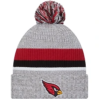 Bonnet en tricot à revers avec pompon New Era pour hommes, gris chiné, Arizona Cardinals