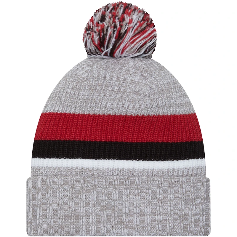 Bonnet en tricot à revers avec pompon New Era pour hommes, gris chiné, Arizona Cardinals