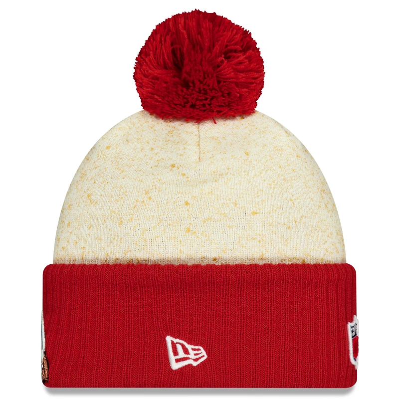 Men's New Era  Natural/Cardinal Arizona Cardinals 2025 Rivalries Collection Sideline Cuffed Knit Hat with Pom