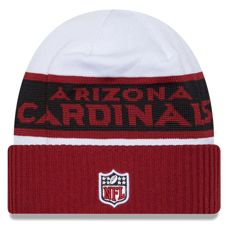 Men's New Era  White/Cardinal Arizona Cardinals 2023 Sideline Tech Cuffed Knit Hat