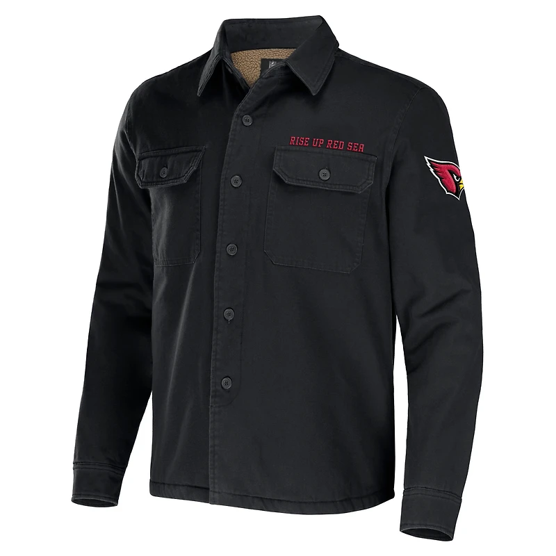 Collection NFL x Darius Rucker pour hommes par Fanatics Veste chemise boutonnée en toile noire des Cardinals de l'Arizona