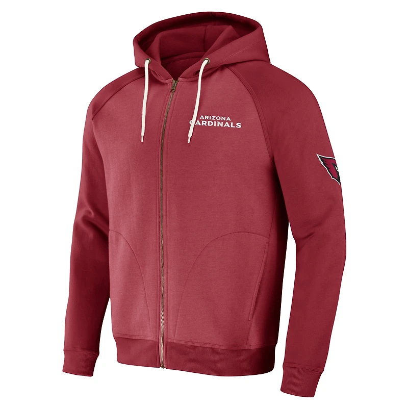 Collection NFL x Darius Rucker pour hommes par Fanatics Cardinal Arizona Cardinals Sweat à capuche entièrement zippé raglan