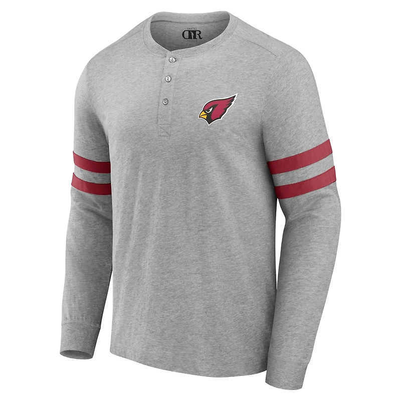 T-shirt à manches longues Henley gris chiné pour homme de la collection NFL x Darius Rucker Fanatics Arizona Cardinals