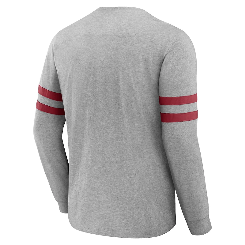 T-shirt à manches longues Henley gris chiné pour homme de la collection NFL x Darius Rucker Fanatics Arizona Cardinals