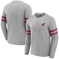 T-shirt à manches longues Henley gris chiné pour homme de la collection NFL x Darius Rucker Fanatics Arizona Cardinals