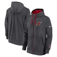 Sweat à capuche Nike Anthracite Arizona Cardinals Primetime Club entièrement zippé pour homme