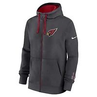 Sweat à capuche Nike Anthracite Arizona Cardinals Primetime Club entièrement zippé pour homme