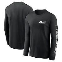 T-shirt à manches longues Nike All Out pour homme, noir, Arizona Cardinals