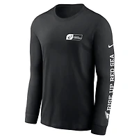 T-shirt à manches longues Nike All Out pour homme, noir, Arizona Cardinals