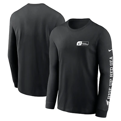 T-shirt à manches longues Nike All Out pour homme, noir, Arizona Cardinals