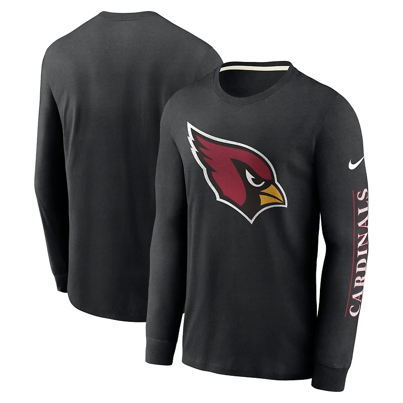 T-shirt à manches longues tri-mélange tendance Nike Arizona Cardinals pour homme, noir