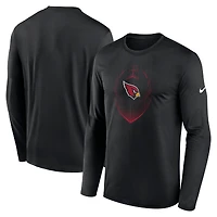 T-shirt Nike noir à manches longues pour homme, modèle Icon Legend Performance des Cardinals de l'Arizona