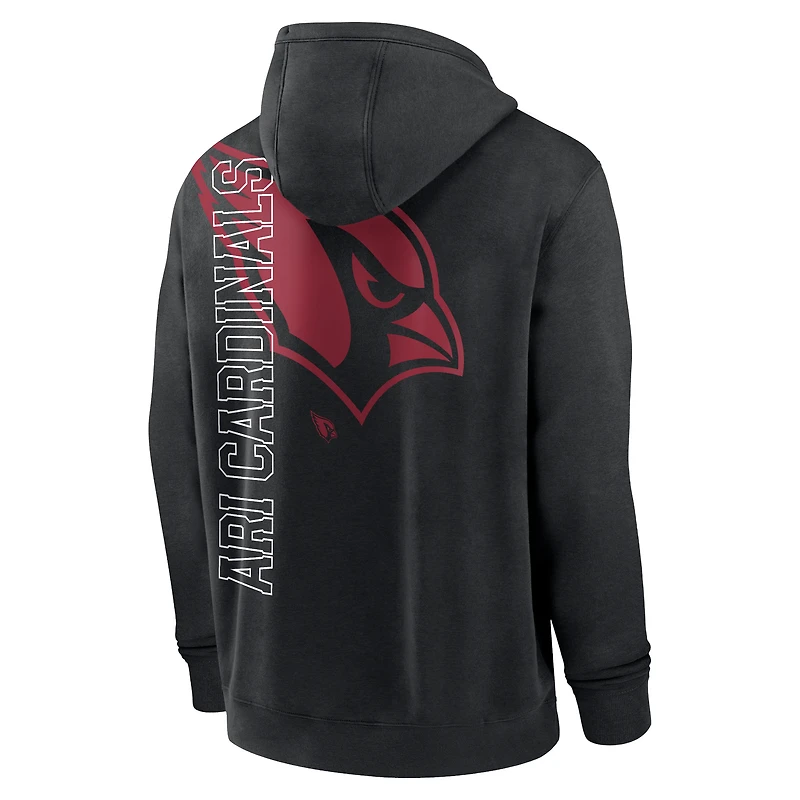 Sweat à capuche Nike pour homme, noir, Arizona Cardinals, logo superposé.