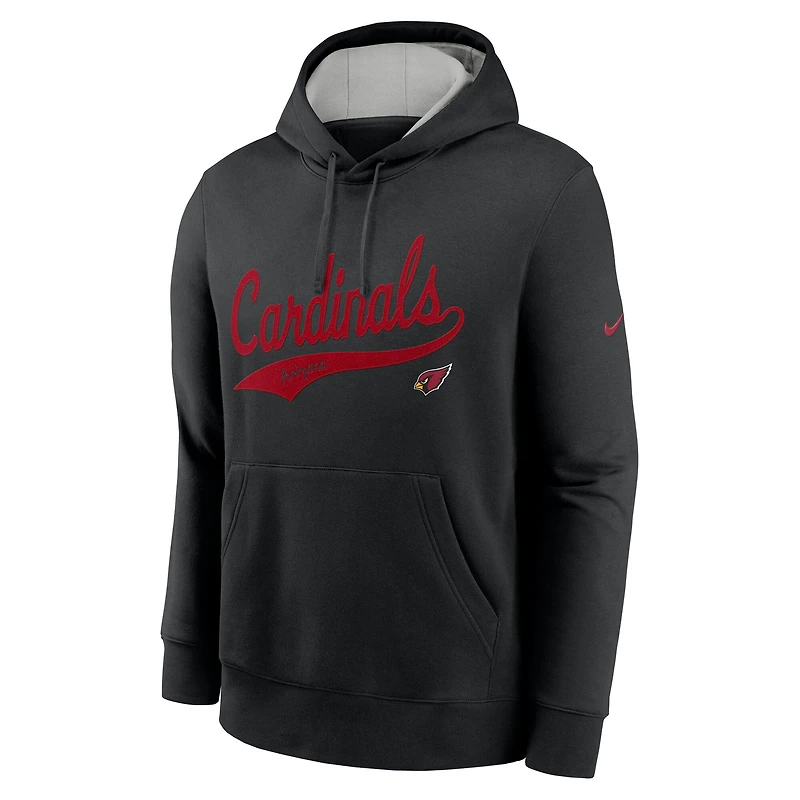 Sweat à capuche Nike noir avec logo Arizona Cardinals Rewind Club pour homme