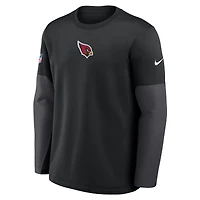T-shirt Nike noir à manches longues Therma-FIT pour homme, Arizona Cardinals