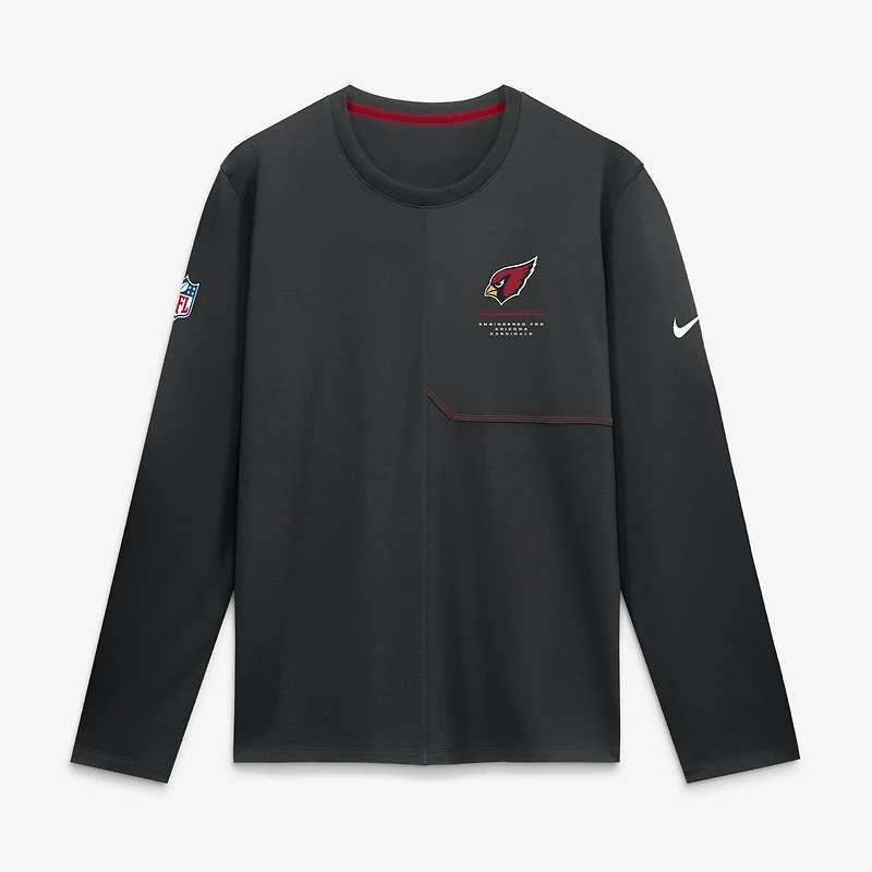 T-shirt à manches longues Nike Arizona Cardinals Sideline Coaches UV Dri-FIT pour homme, noir