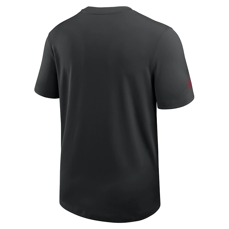 T-shirt d'entraîneur Nike Sideline UV Dri-Fit noir pour homme, Arizona Cardinals, modèle Sideline, homme.