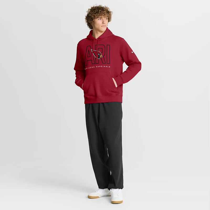 Sweat à capuche en polaire Nike Cardinal Busted Play Club pour homme, Arizona Cardinals