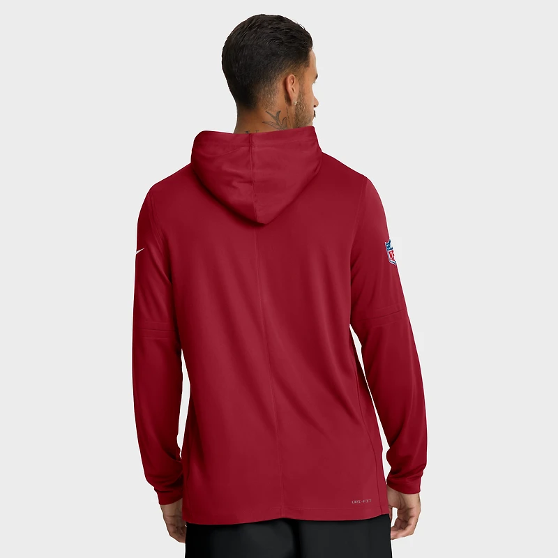 T-shirt à capuche manches longues Nike Cardinal Arizona Cardinals Sideline Pure Fury Dri-FIT pour homme