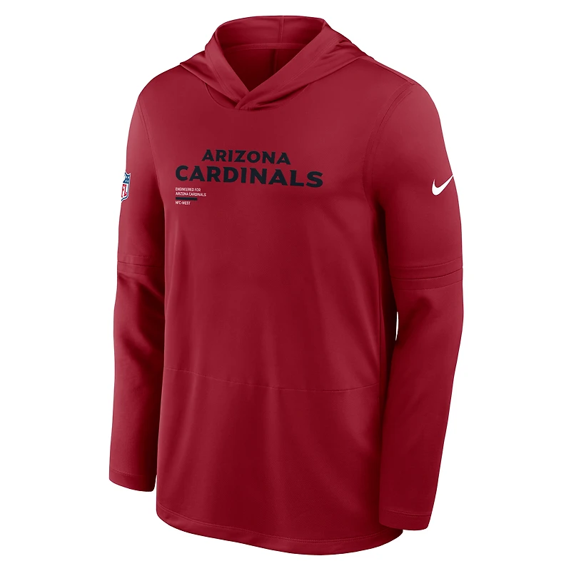 Men's Nike Cardinal Arizona Cardinals Sideline Pure Fury Dri-FIT Long Sleeve Hoodie T-Shirt