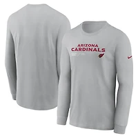 Men's Nike Gray Arizona Cardinals Sideline Infograph Lock Up Performance Long Sleeve T-Shirt