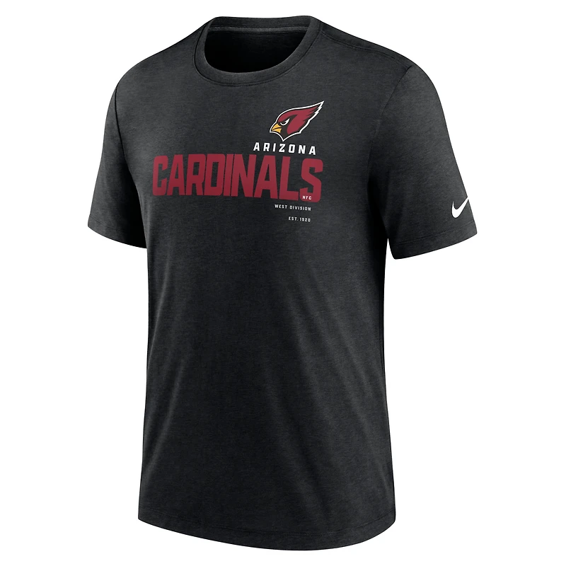 T-shirt Nike Heather Black Arizona Cardinals Team Tri-Blend pour homme