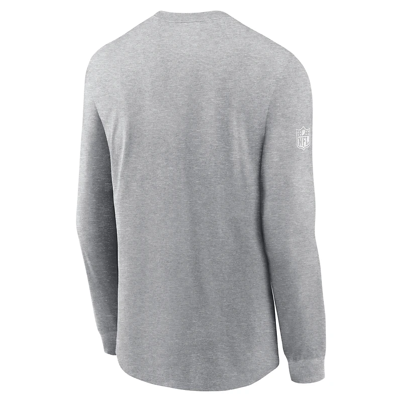 T-shirt à manches longues Nike Dri-FIT gris chiné pour homme, Arizona Cardinals