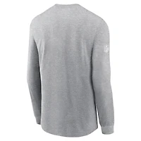 T-shirt à manches longues Nike Dri-FIT gris chiné pour homme, Arizona Cardinals