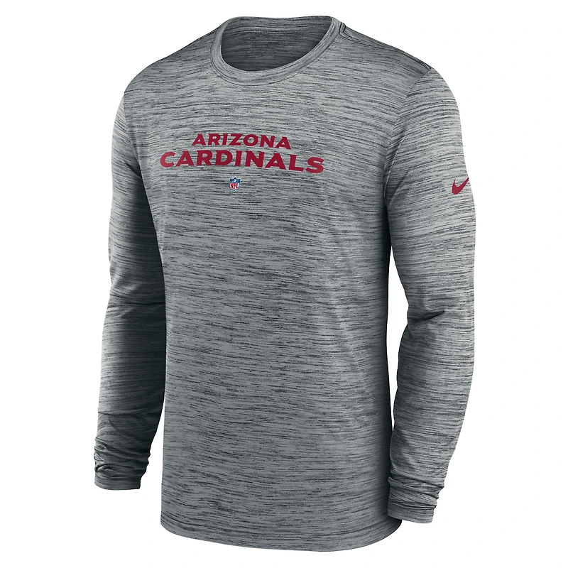 Men's Nike  Heather Gray Arizona Cardinals Sideline Team Velocity Performance Long Sleeve T-Shirt