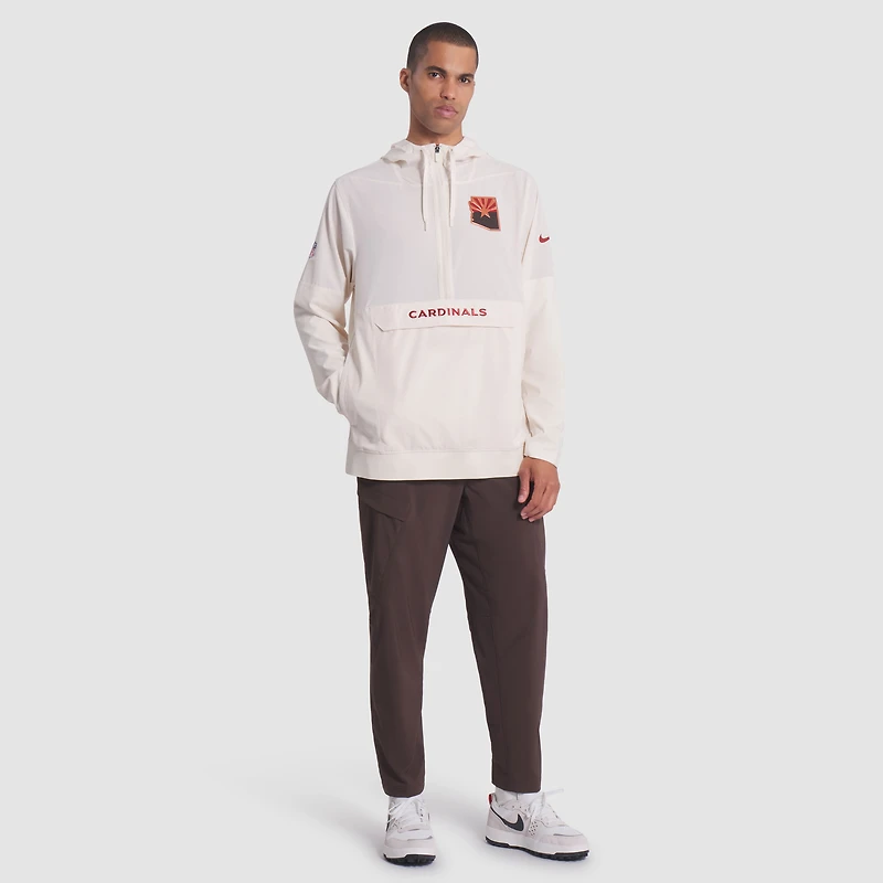 Men's Nike Natural Arizona Cardinals 2025 Rivalries Collection Sideline Anorak Half-Zip Hoodie Jacket
