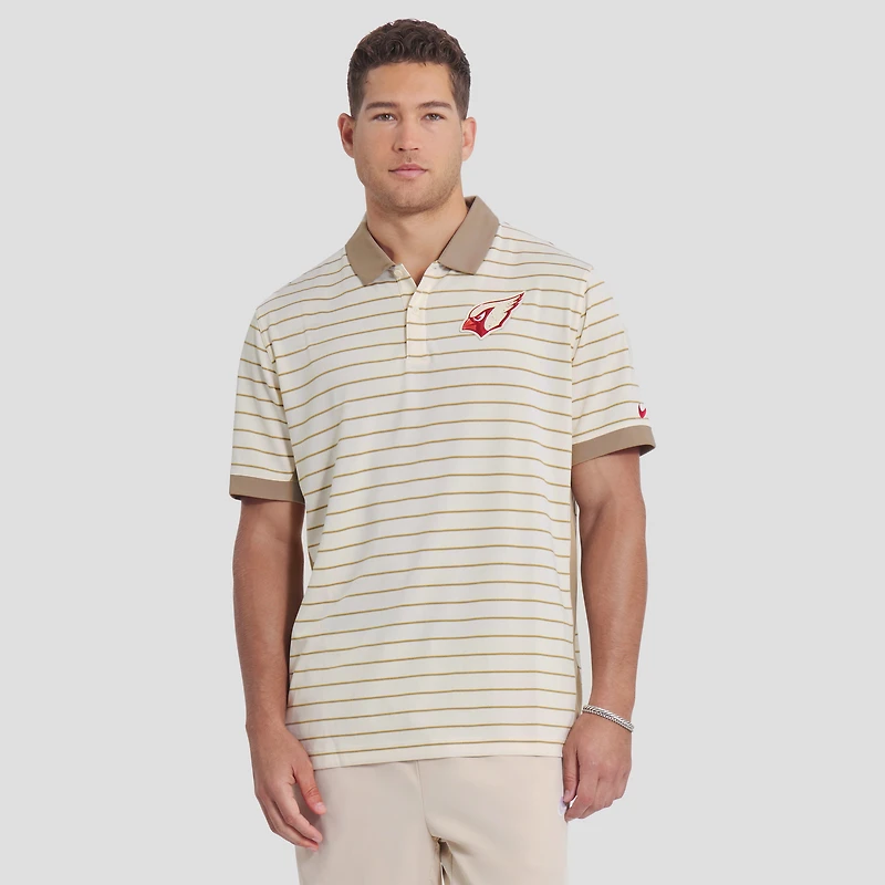Men's Nike Natural Arizona Cardinals 2025 Rivalries Collection Sideline Victory Striped Dri-FIT Polo