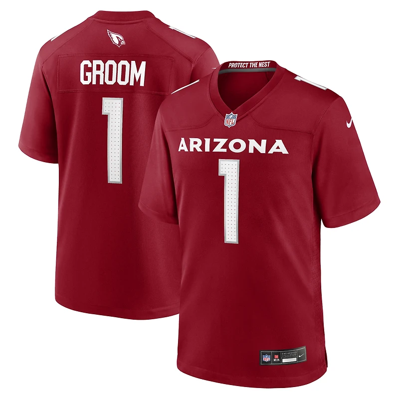 Maillot de match Nike numéro 1 Groom Cardinal Arizona Cardinals pour homme