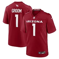 Maillot de match Nike numéro 1 Groom Cardinal Arizona Cardinals pour homme