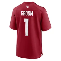 Maillot de match Nike numéro 1 Groom Cardinal Arizona Cardinals pour homme
