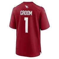 Maillot de match Nike numéro 1 Groom Cardinal Arizona Cardinals pour homme