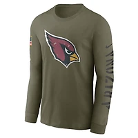 Nike Olive Arizona Cardinals 2022 Salute To Service - T-shirt à manches longues avec logo de l'équipe pour homme