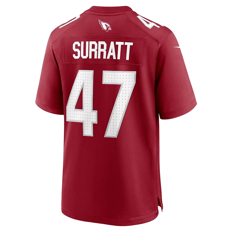 Men's Nike Sage Surratt  Cardinal Arizona Cardinals Team Game Jersey