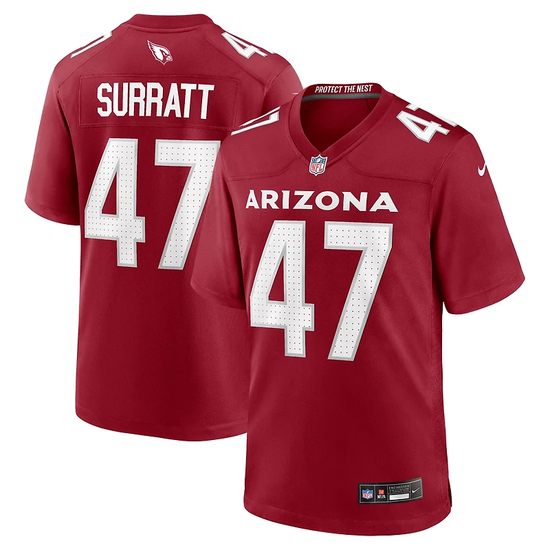 Men's Nike Sage Surratt Cardinal Arizona Cardinals Team Game Jersey