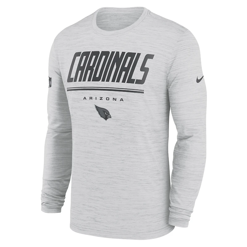 T-shirt à manches longues Nike blanc Arizona Cardinals Sideline Offensive Transition Velocity Dri-FIT pour homme
