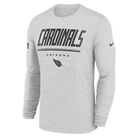 T-shirt à manches longues Nike blanc Arizona Cardinals Sideline Offensive Transition Velocity Dri-FIT pour homme