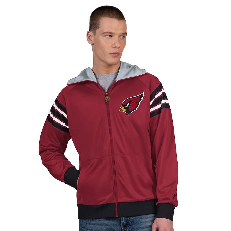 Veste de survêtement à capuche entièrement zippée Pro Player Cardinal/White des Arizona Cardinals pour homme