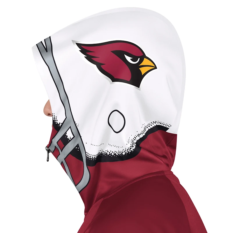 Men's Pro Player Cardinal/White Arizona Cardinals Helmet Full-Zip Hooded Track Jacket