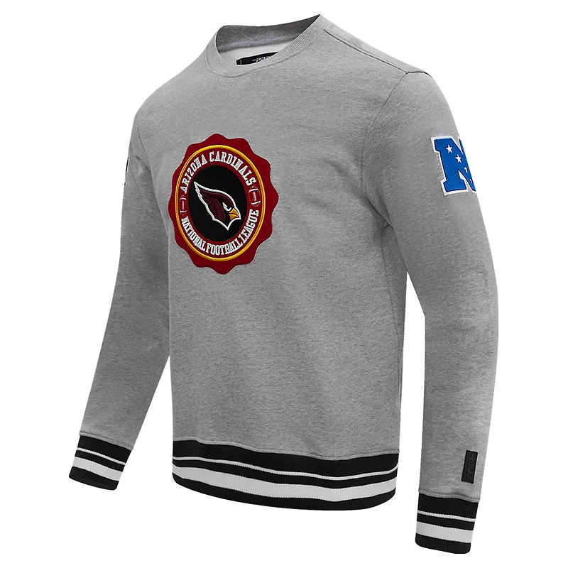 Men's Pro Standard Heather Gray Arizona Cardinals Crest Emblem Pullover Sweatshirt