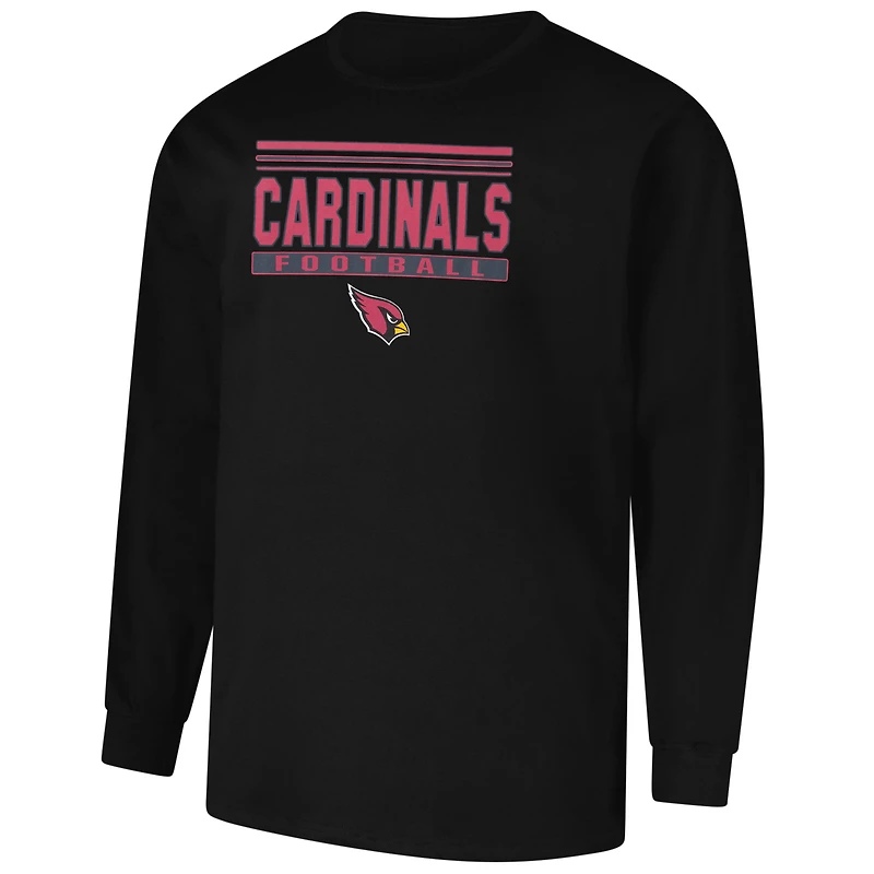 T-shirt à manches longues Pop Big & Tall pour homme, profil noir, Arizona Cardinals